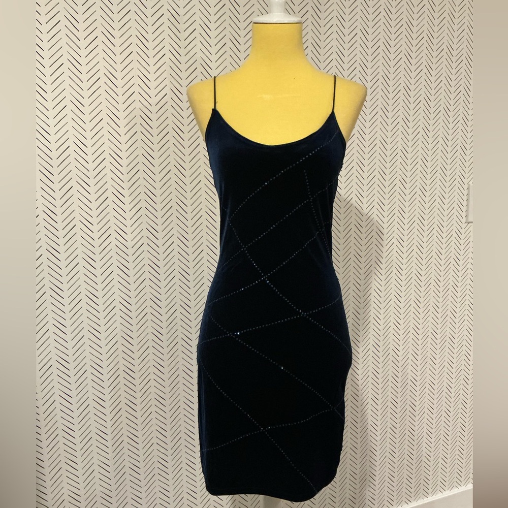 Dark blue velvet and glitter dress